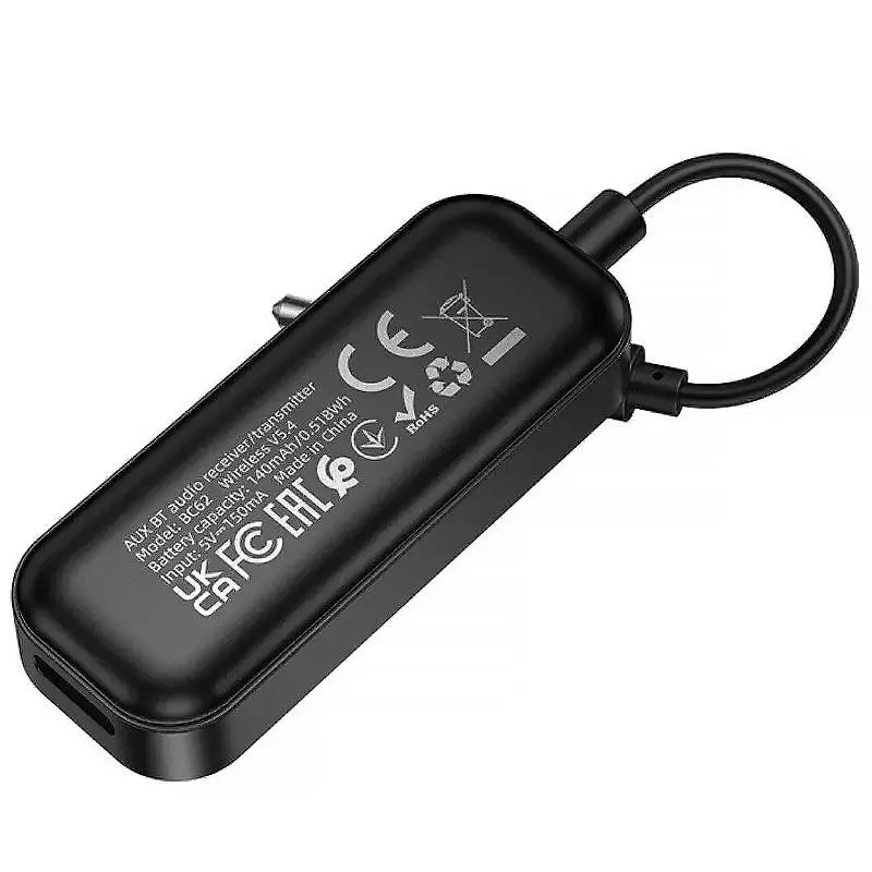 Bluetooth аудіо ресивер/трансмітер Borofone BC62 Walker (AUX 3.5mm) Black star - фото 4