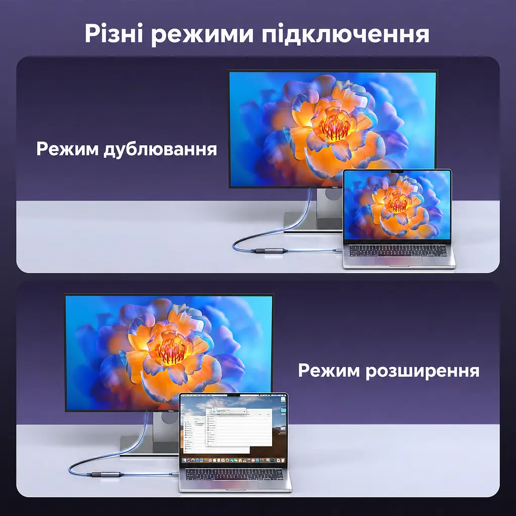 Відеоадаптер UGREEN CM654 USB-C - DisplayPort 8K 60 Гц 0,1 м космічний сірий (15575) - фото 7