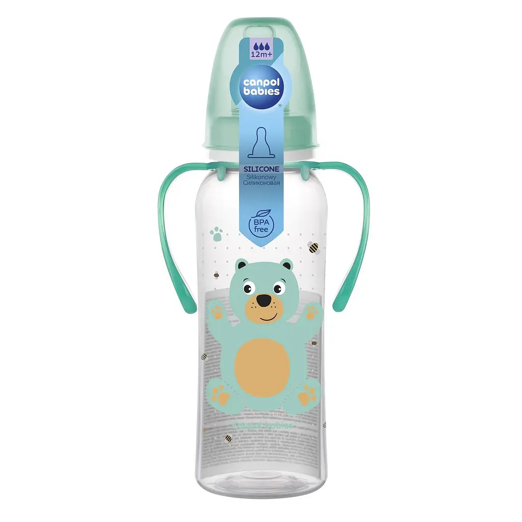 Пляшка з вузьким отвором 250 мл з малюнком і ручкою "BPA FREE" колекція "Кольорова ферма" Бірюзова - фото 3