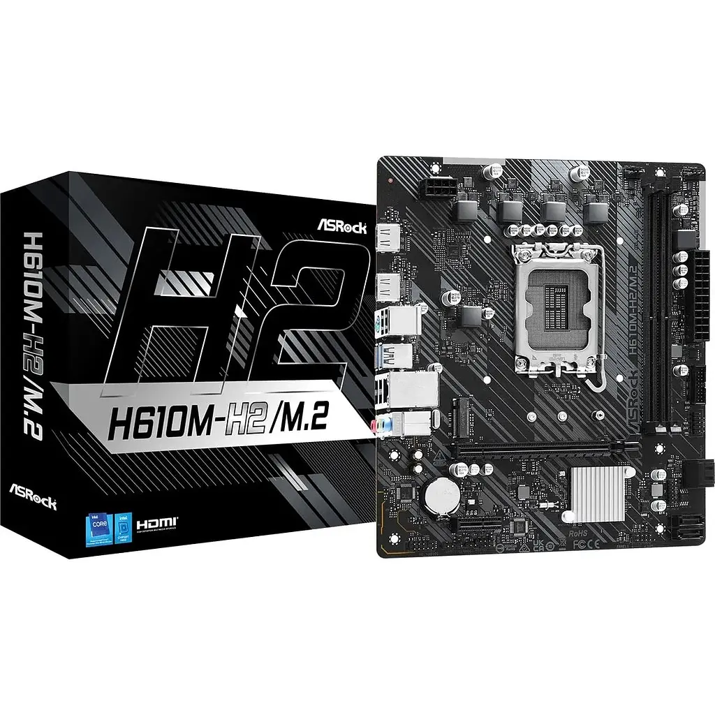 Материнська плата ASRock LGA1700, H610M-H2/M.2, H610, 2xDDR4, Int.Video(CPU), 4xSATA3, 1xM.2, 1xPCI-E 4.0 x16, 1xPCI-E 3.0 x1, ALC897, RTL8111H, 4xUSB3.2/6xUSB2.0, 2xHDMI, MicroATX - фото 5