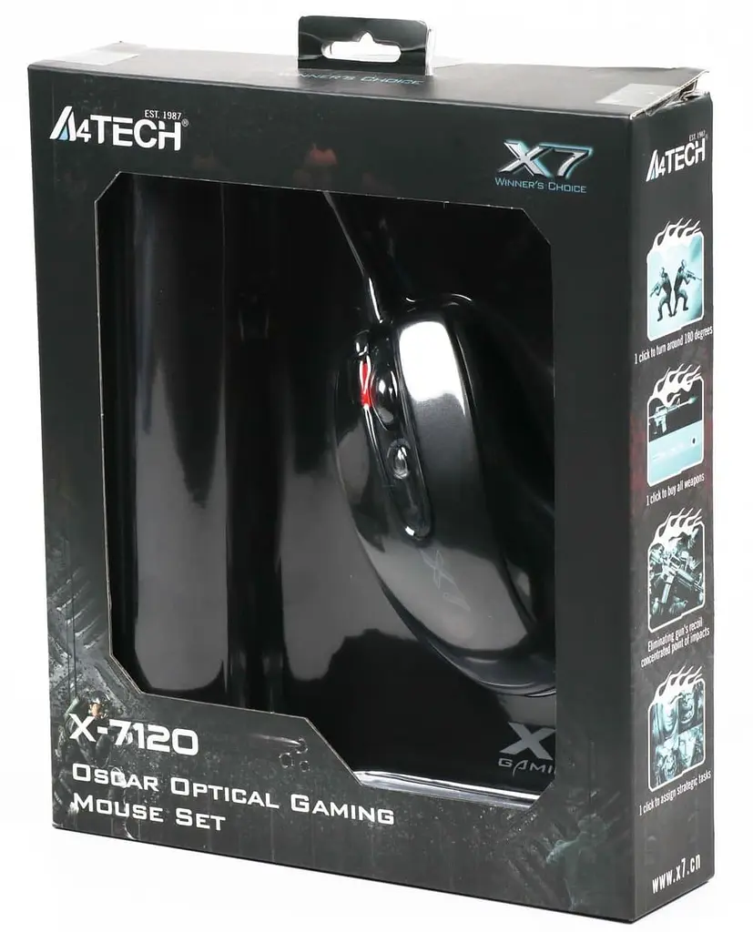 Комплект (Миша та Килим) A4Tech X-7120: Миша X-710BK + ігрова поверхня X7-200MP (4711421932172) (X-7120) - фото 5