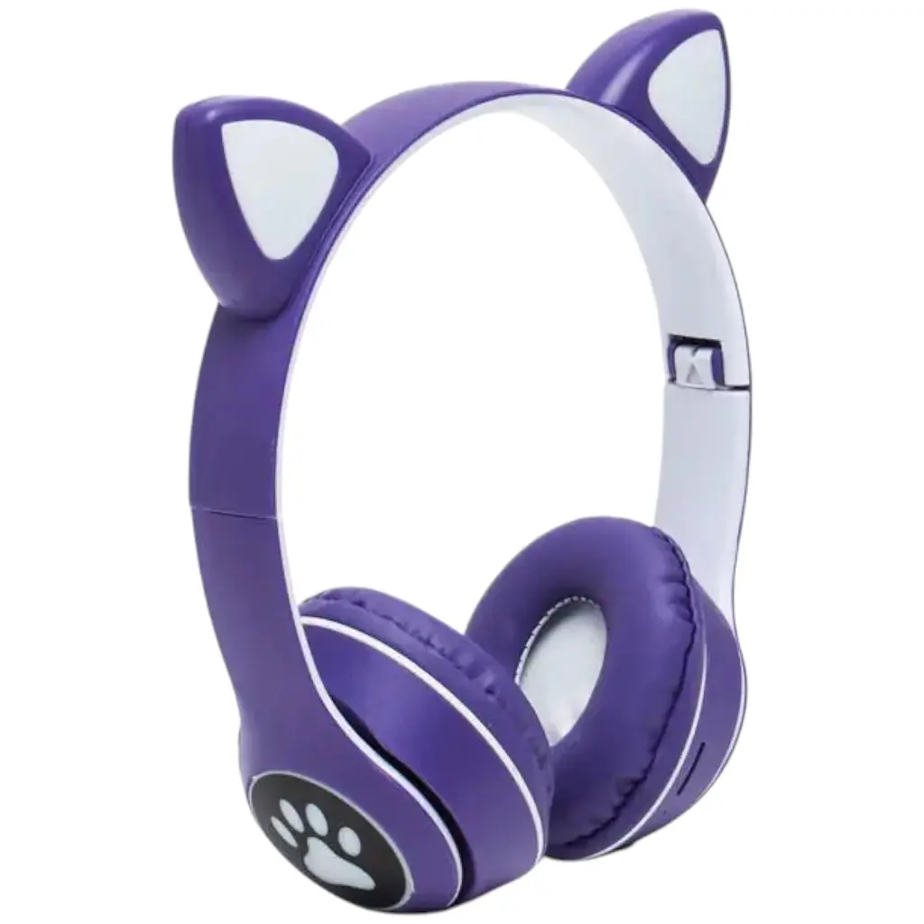 Дитячі навушники Cat MZ-023 Bluetooth RGB підсвічування FM microSD з котячими вушками темно-синій - фото 3
