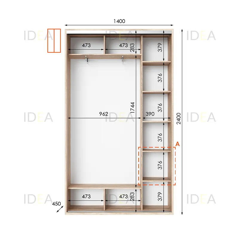 Шафа-купе Idea серія 1 140 x 45 x 240 см Дуб сонома - фото 2