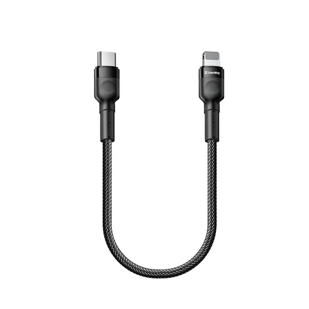Дата кабель USB-C to Lightning 0.3m 3А black ColorWay (CW-CBPDCL054-BK) - фото 6