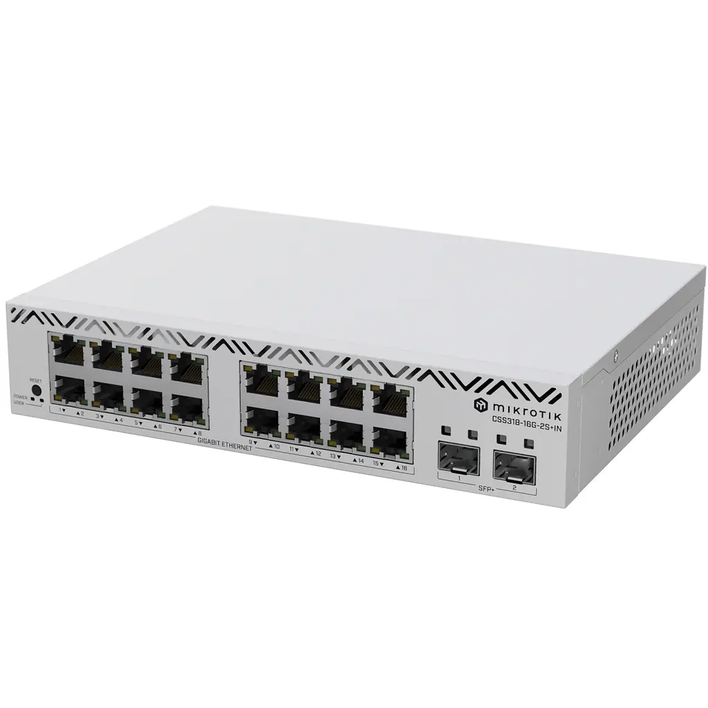 Комутатор Mikrotik CSS318-16G-2S+IN, 16x Gigabit Ethernet ports, 2x 10G SFP+ ports, 16 MB FLASH, SwO - фото 2