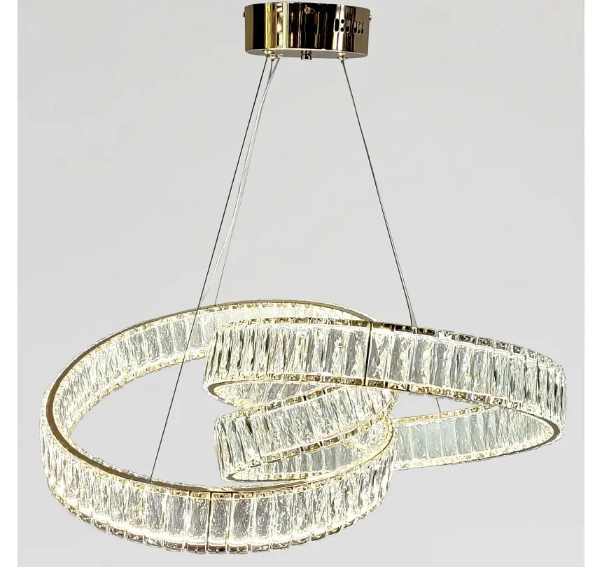 Золота підвісна кришталева LED-люстра Artlight 531/600GD у вигляді переплетених каблучок, 153 Вт, від 16-25 м² - фото 3