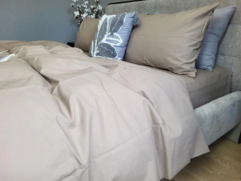 Комплект постільної білизни Євро бязь Бежевий 200 x 220 см Premium - фото 2
