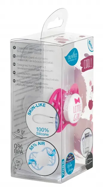 Силиконовая симметричная пустышка Nuvita Air55 Cool Little Girl, 6-12 мес., фуксия (NV7085SI) - фото 3