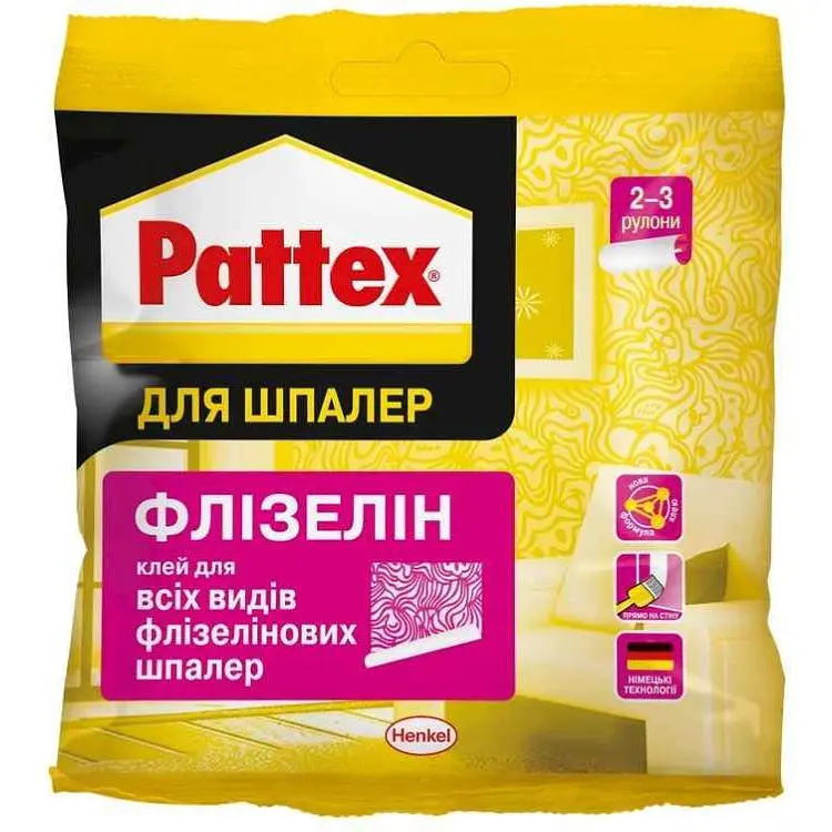 Клей для шпалер PATTEX 95г "Флізелін" (2-3 рул.) для всіх видів флізелінових шпалер