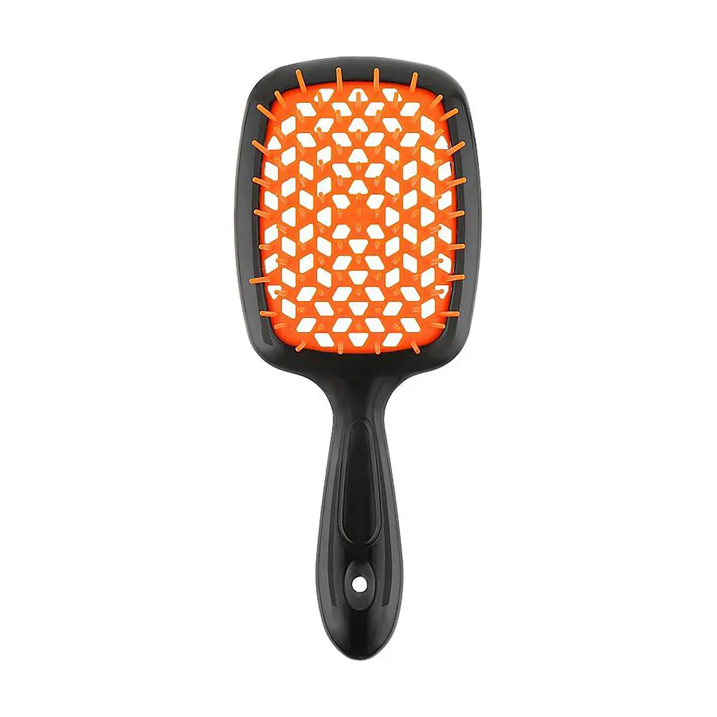 Гребінець щітка для волосся Superbrush Plus Hollow Comb Чорно-жовтогарячий Черно-оранжевый 86888