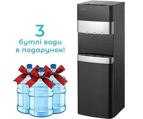 Кулер для води з компресорним охолодженням та нижнім завантаженням бутля, чорний ViO X242-FCB - фото 2