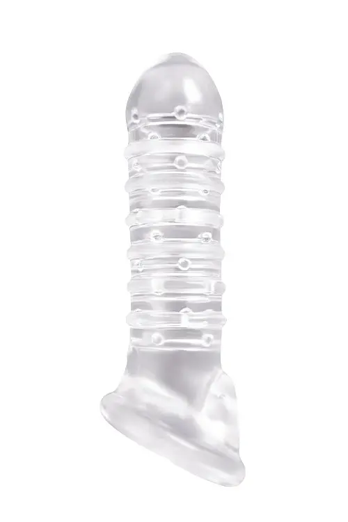 Насадка на член NS Novelties Ribbed Sleeve, +2 см (прозорий)
