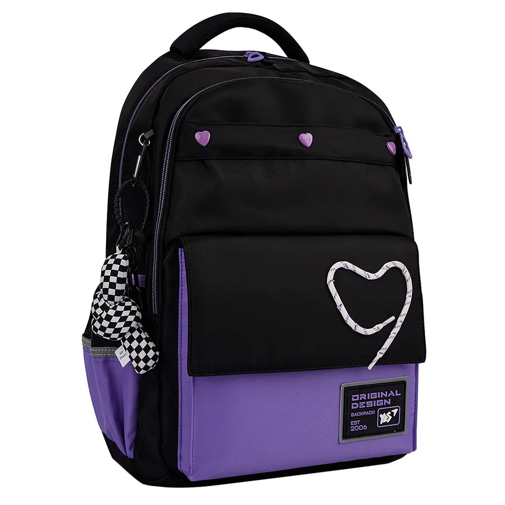 Рюкзак шкільний YES TS-48 Purple Hearts 45х31x15 см Чорно-фіолетовий (559923)