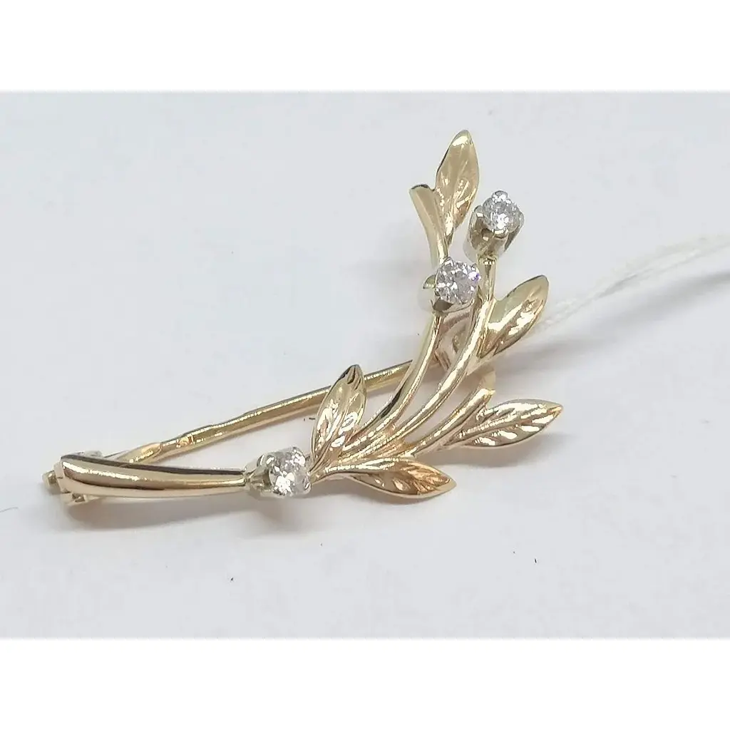 Золота брошка Гаразд з фіанітами. 3580131 - фото 2