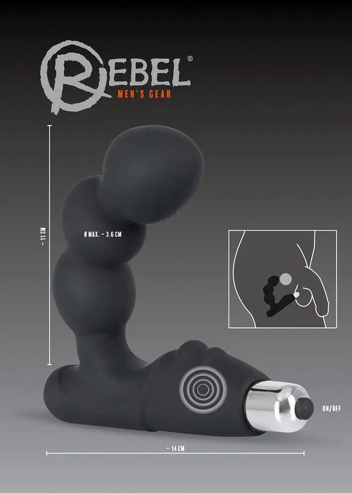 Стимулятор простати Rebel Prostate Stimulator, 14 см чорний - фото 5