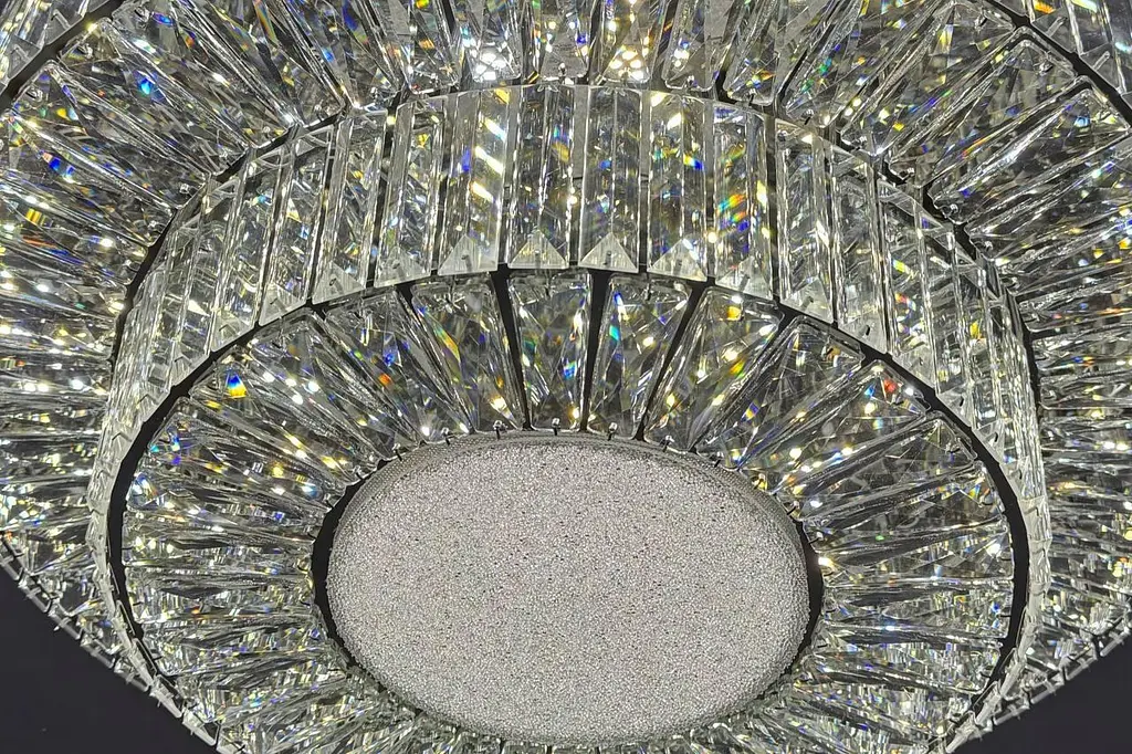 Розкішна стельова LED люстра кришталева для вітальні Linisoln 9898-600 срібло 60 см 160W - фото 3