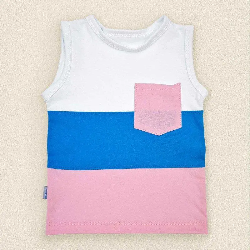 Комплект літній дитячий Stripes зріст 86 см (12 - 18 місяців) Malena Білий з рожевим та блакитним - фото 2