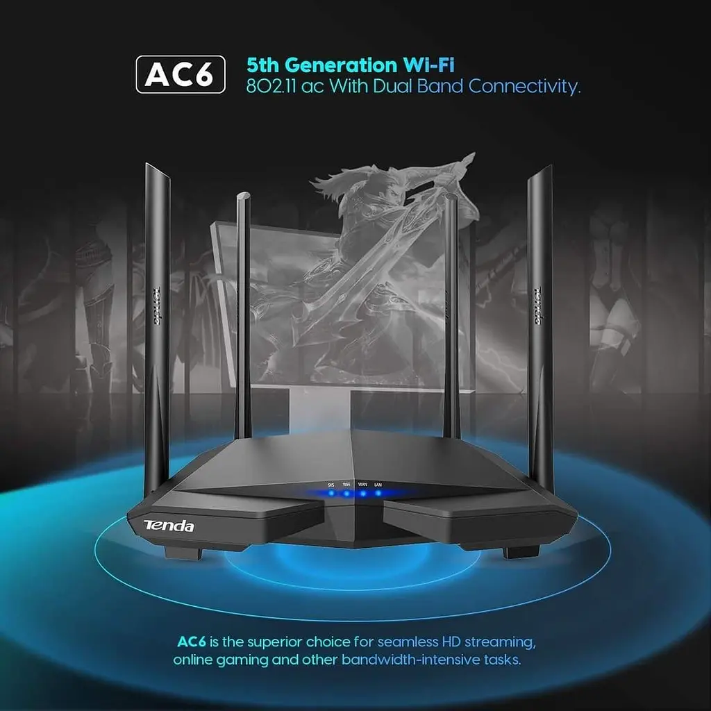 Роутер Tenda AC6 AC1200 Black 802.11ac (AC6) - фото 4