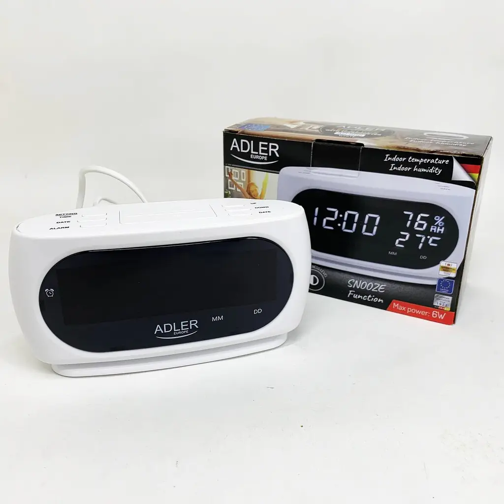 Настільний LED-годинник Adler AD 1186 White з метеостанцією - фото 6