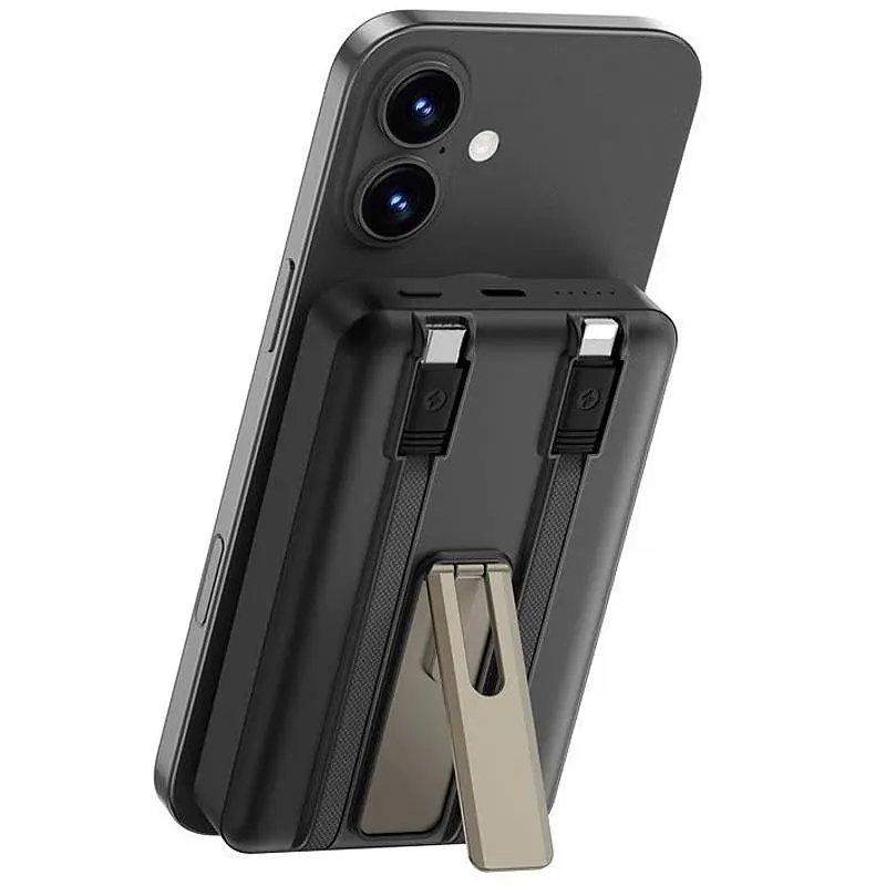 Портативный зарядный устройство Power Bank Wiwu Wi-P056 22,5 Вт + PD20W с зарядкой + iWatch с кабелем 10000 мАч Black - фото 4