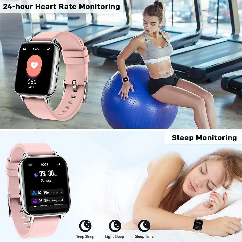 Розумний смарт-годинник Nerunsa Smart Watch Android iOS рожевий - фото 4