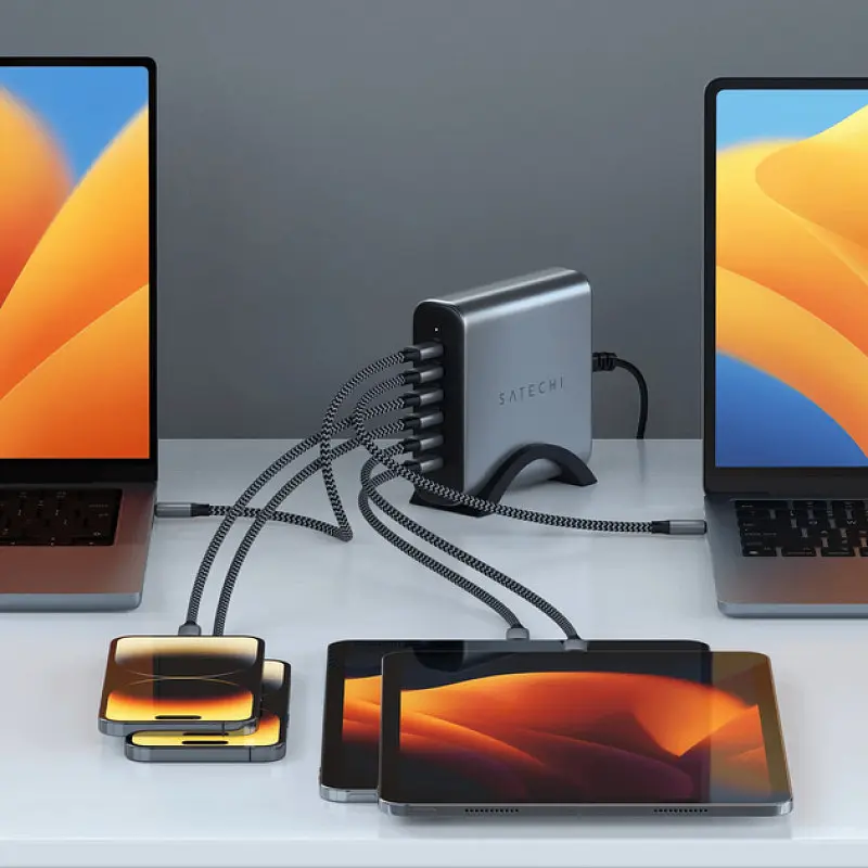 Сетевое зарядное устройство для Satechi 200 Вт USB-C 6-Port PD GaN Space Gray (ST-C200GM-EU) - фото 6