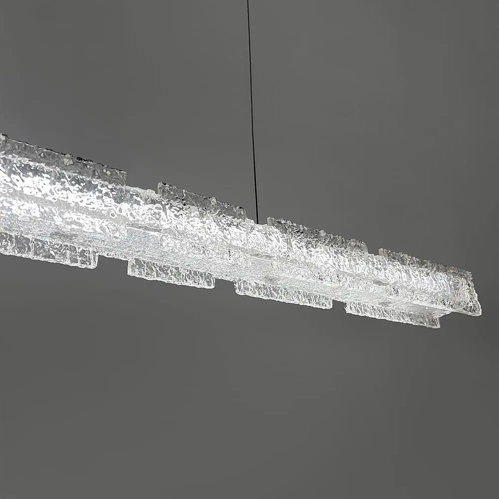 Подвесная удлиненная люстра с пластинами в виде прозрачных льдин 120 см Line F | Ст. MJ371-L1200 BK - фото 3