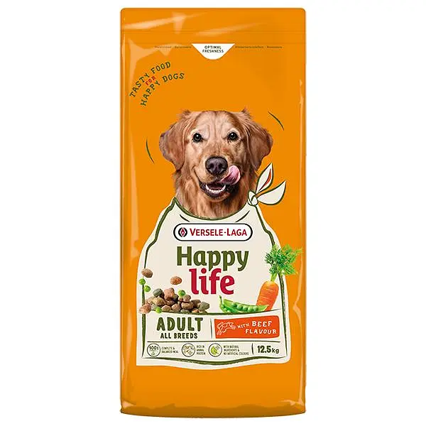 Сухий корм для собак усіх порід Happy Life Adult with Beef Flavour Хеппі Лайф Яловичина 12.5 кг
