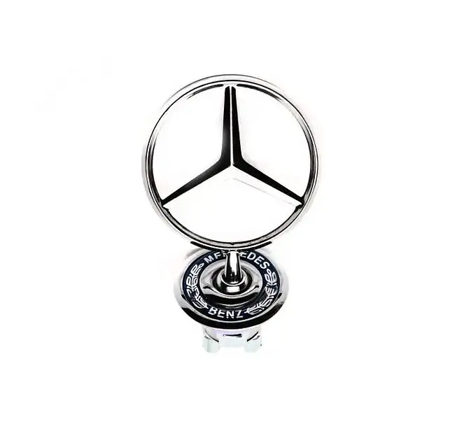 Емблема приціл на капот Mercedes-Benz Хром+Чорний напис W124 (РЕСТАЙЛ) W210 W202 W203 W204 W221 W211 W212 W222 метал (Завод) - фото 4
