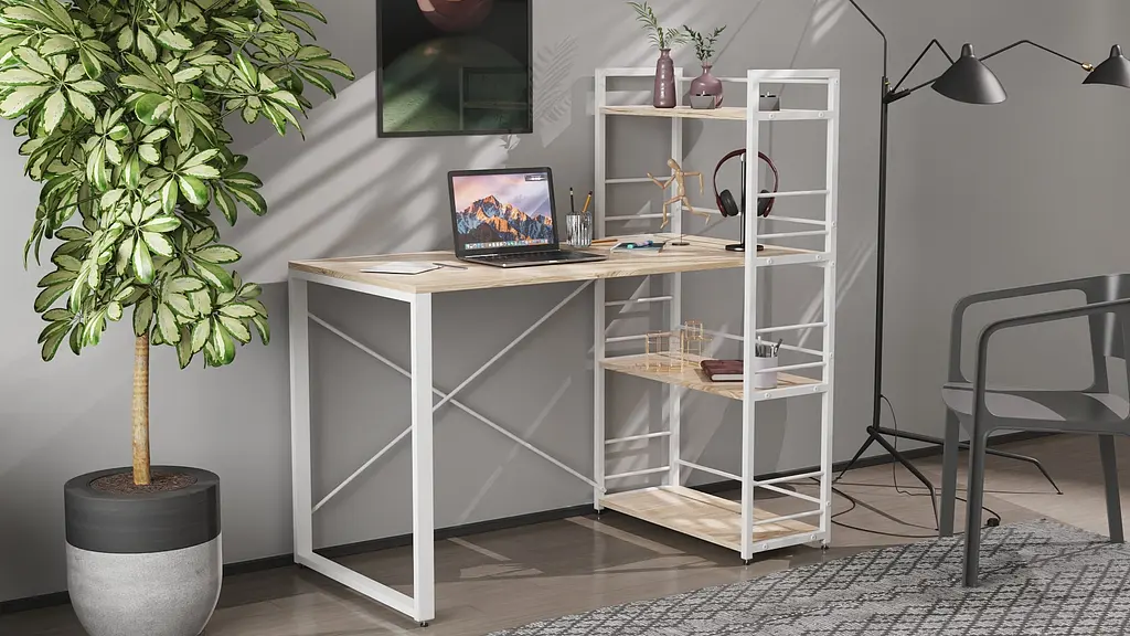 Письмовий стіл Ferrum-decor Серії Конект з етажеркою 75x120x60 білий ДСП Дуб Сан-Марино 16мм (FRD-104226) - фото 2