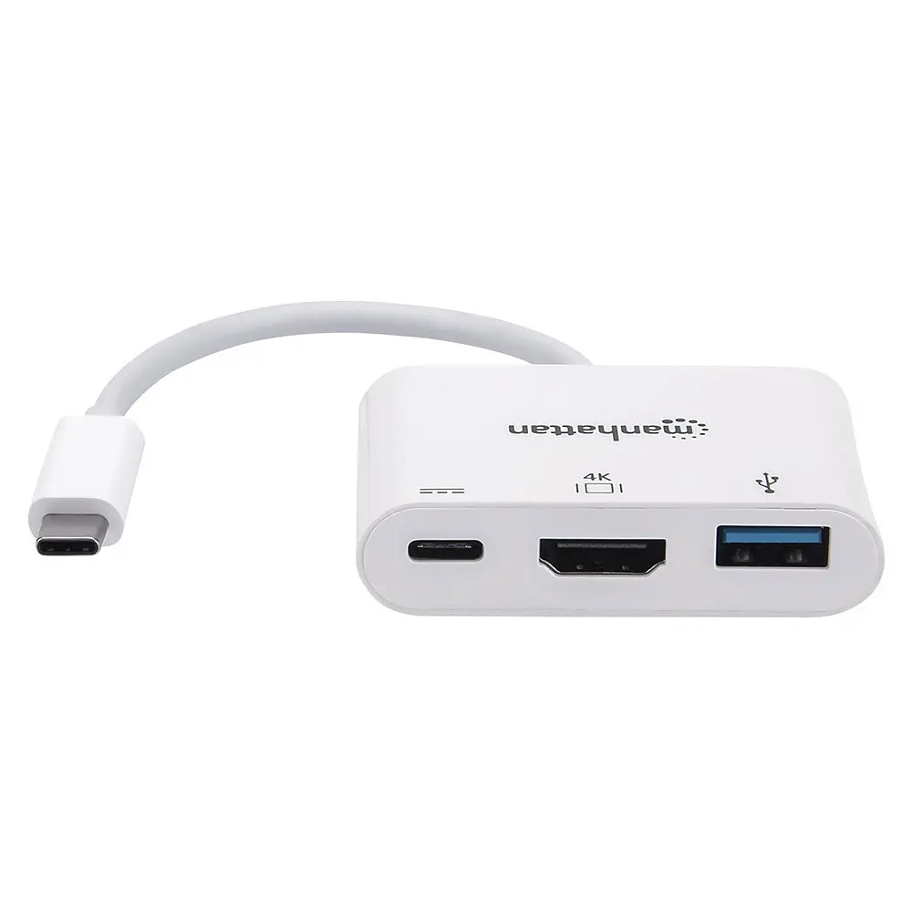 Док-станція USB3.1 Type-C --> HDMI/USB 3.0/PD 60W 4-in-1 Білий Manhattan - фото 3