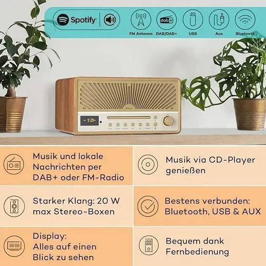 Акустична ретро стереосистема Auna Glastonbury (10041149) - фото 2