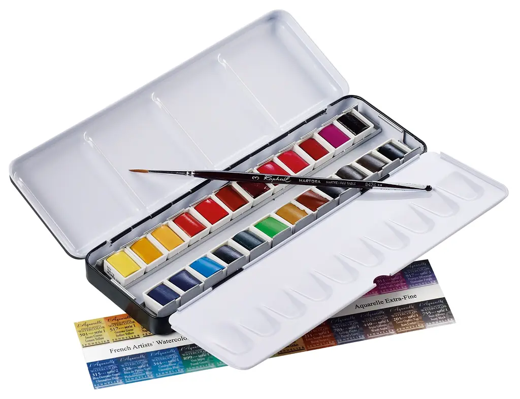 Набір акварельних фарб Sennelier L'Aquarelle, 24 кольори, метал + 1 пензлик - фото 4