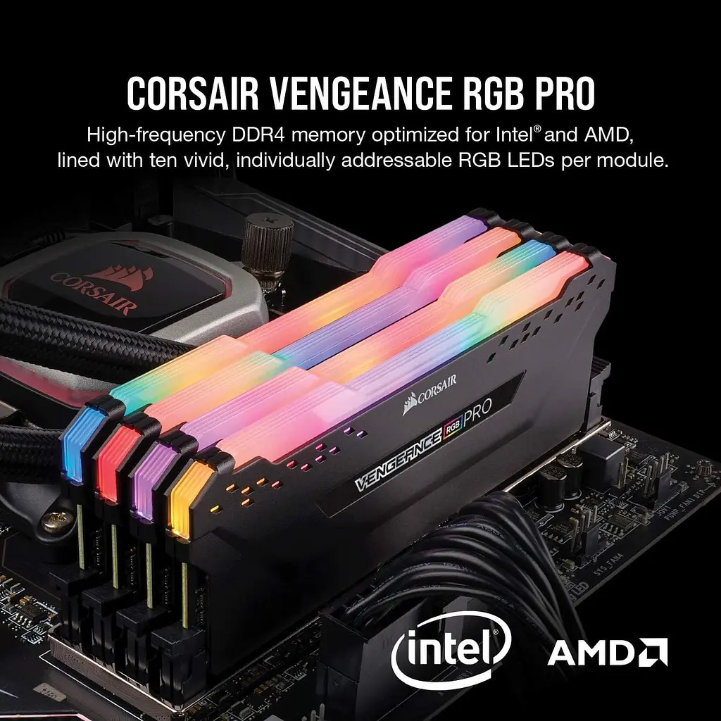 Модуль пам'яті Corsair DDR4 16Gb (2x8) Vengeance RGB Pro Black 3200 MHz (CMW16GX4M2E3200C16) - фото 2