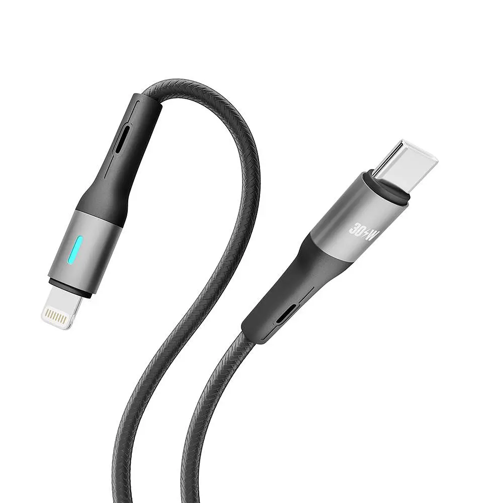 Кабель для заряджання та обміну даними USB Yoki YK-LE17 LED Series Type-C to Lightning 30W 3A/10V 1.2 m Black - фото 6