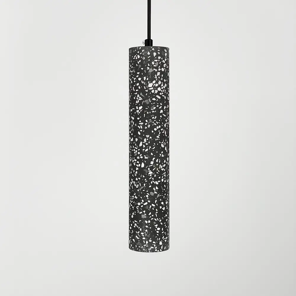 Підвіс Terrazzo Cylinder Long із сірим бетонним плафоном 30х6 см Line.F MJ 163-60*300 BK - фото 5