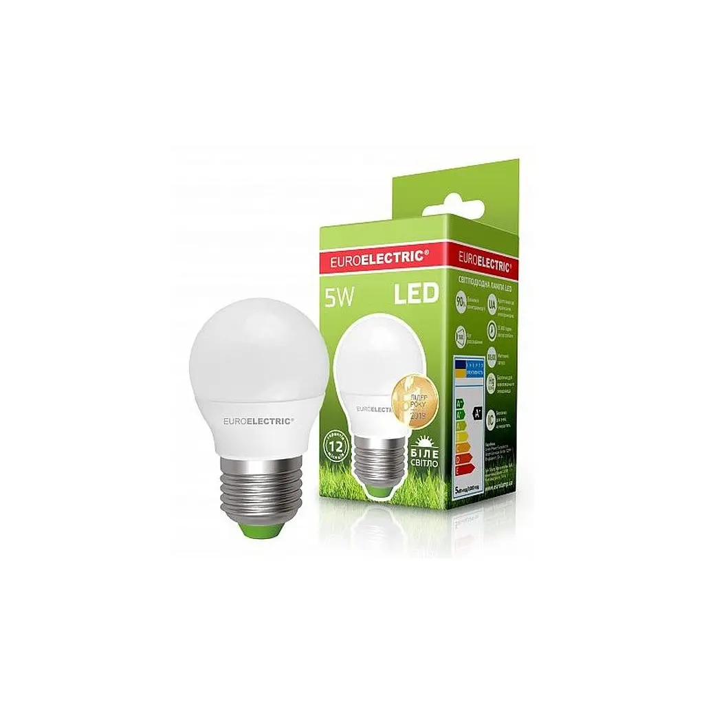 Лампочка EUROELECTRIC LED G45 5W E27 4000K 220V (LED-G45-05274(EE)) - фото 2