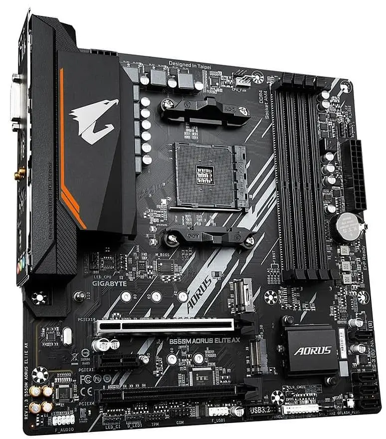 Материнська плата GIGABYTE B550M AORUS ELITE AX (B550M AORUS ELITE AX) (Socket AM4, AMD B550, Micro-ATX) - фото 2