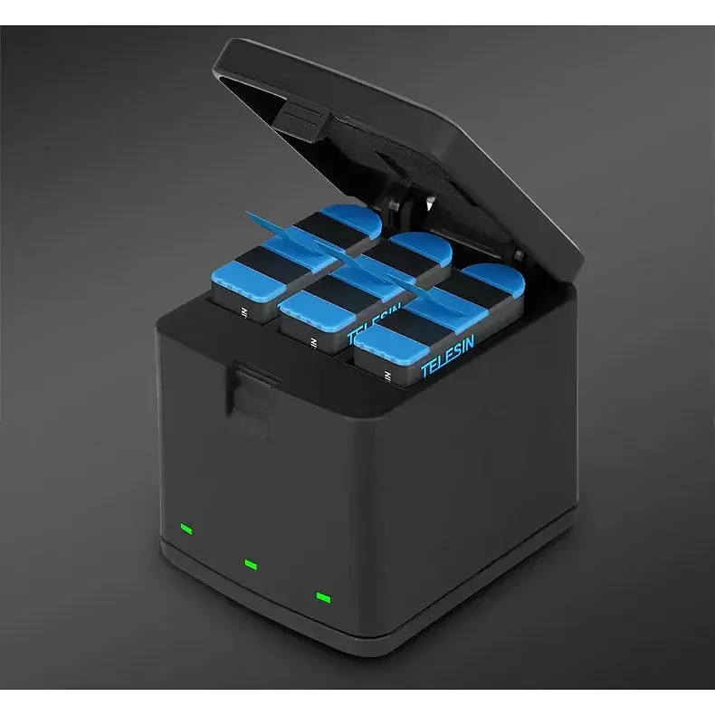 Зарядний пристрій Telesin 3 Slots LED Storage Charger Box для GoPro 8/7/6/5 з двома акумуляторами BTR-802-B [105542] - фото 3