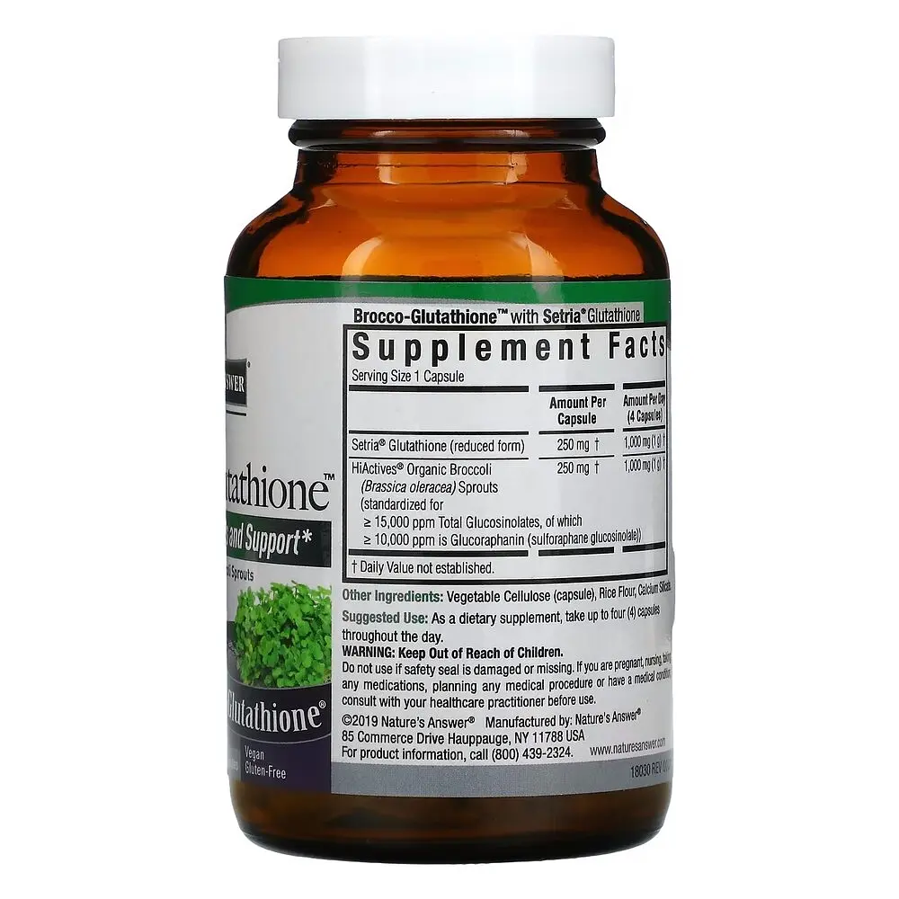 Глутатіон з броколі Nature's Answer Brocco-Glutathione 500 mg, 60 вегакапсул - фото 2