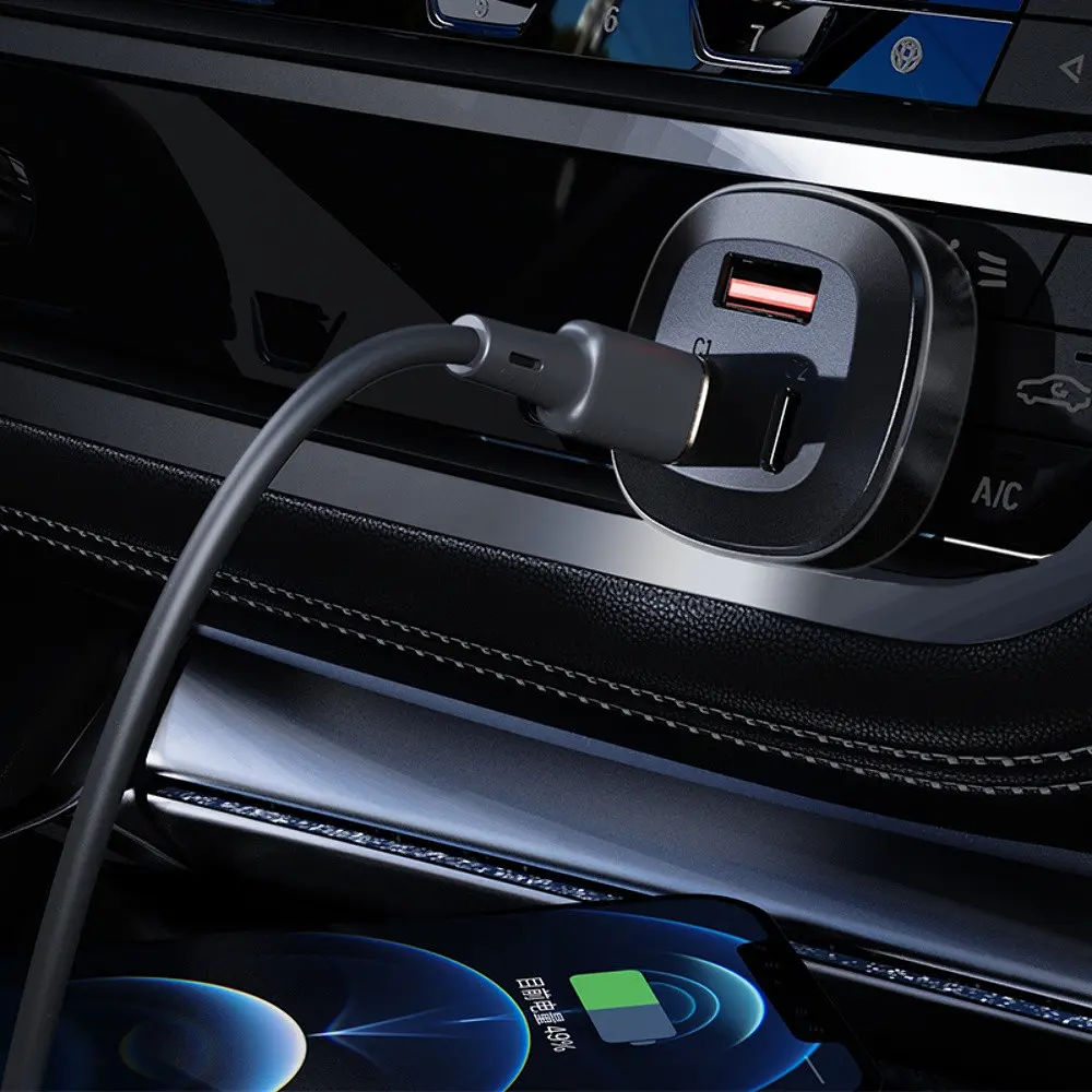 Автомобільний зарядний пристрій Acefast B3 USB/2 Type-C QC PD 66W чорний - фото 2