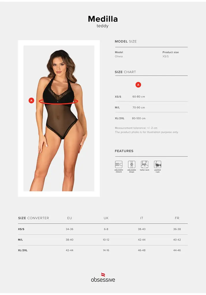 Боді Obsessive Medilla XL/2XL чорний - фото 7