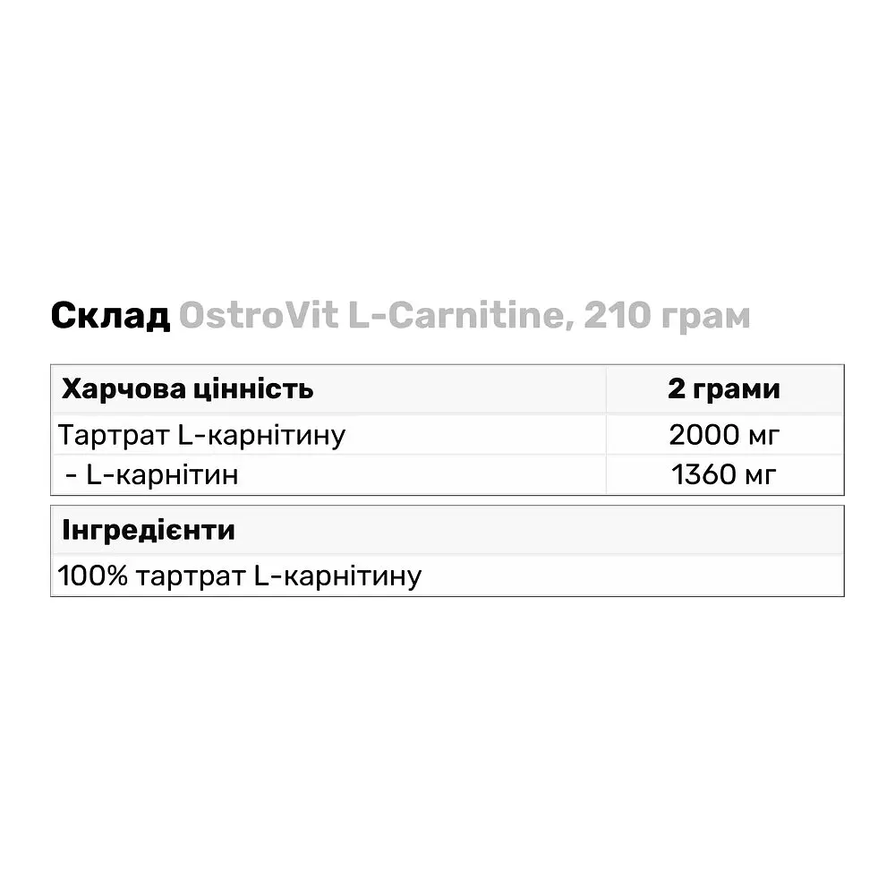 Жироспалювач OstroVit L-Carnitine, 210 грам - фото 3