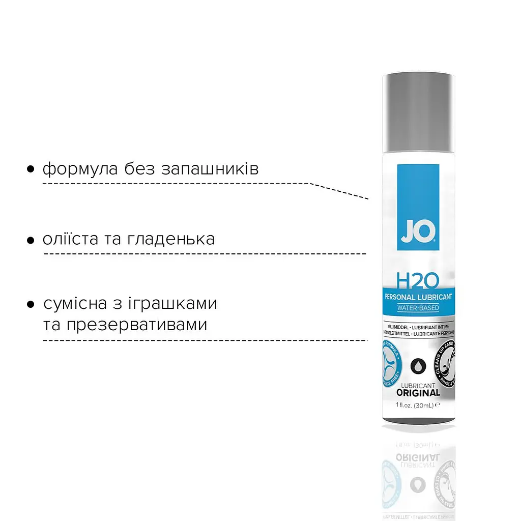 Змазка на водній основі JO H2O ORIGINAL (30 мл) оліїста і гладенька, рослинний гліцерин - фото 3
