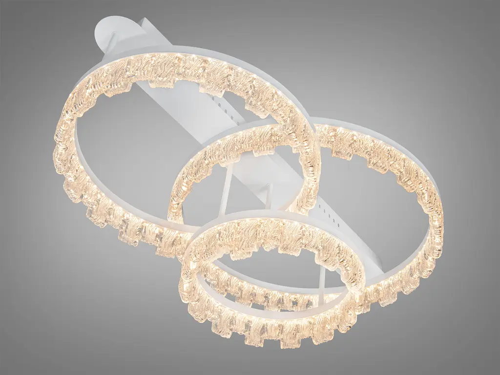 Стельова декоративна LED-люстра Diasha MX78205/500+400+300WH, потрійні акрилові кільця, 103W - фото 3
