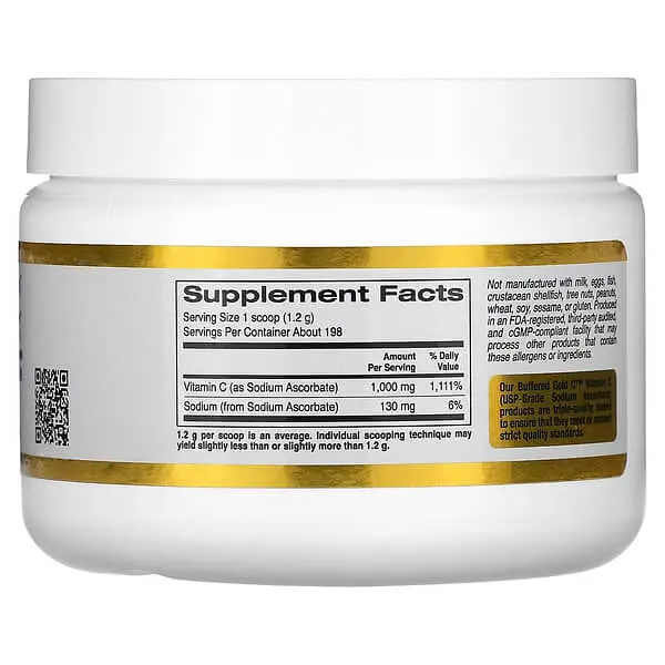 Витамин С Buffered Gold C Sodium Ascorbate 238 g CGN vit0006264 - фото 2