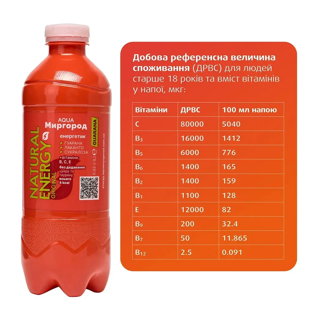 Енергетичний безалкогольний напій Aqua Миргород Energy  с/г 0.33 л  - фото 3