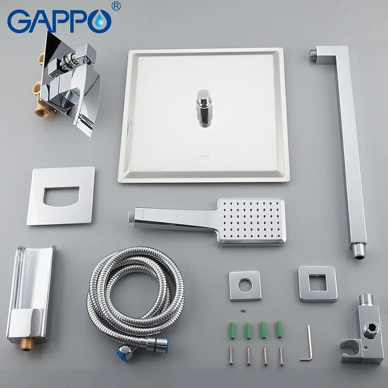 Душова система прихованого монтажу Gappo G7107-20, вилив - перемикач на лійку, 3-функції, хром, Хром - фото 7