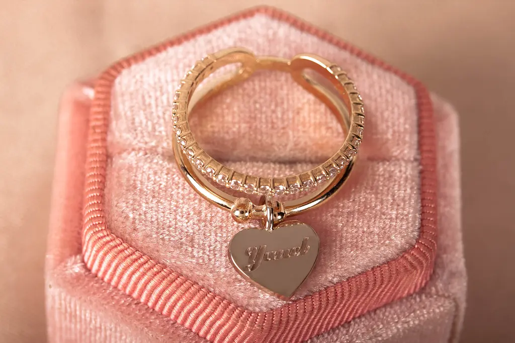 Каблучка з жовтого і білого золота з сердечком 18 K-0245 - фото 2