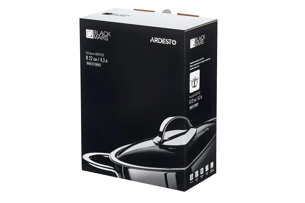 Каструля Ardesto зі скляною кришкою Black Mars 4.3л нержавіюча сталь kuh0014693 - фото 8